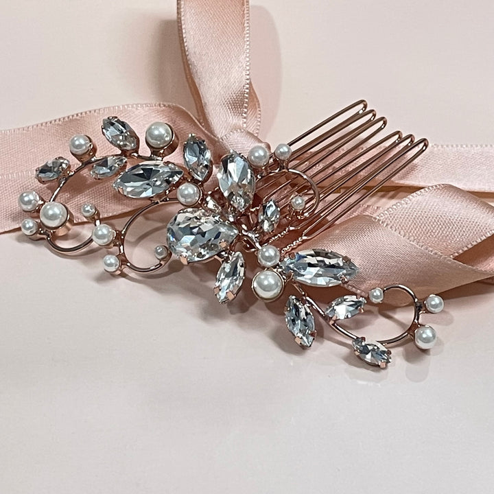 Gold or Rose gold pearl detail comb