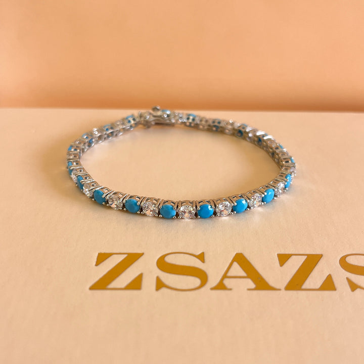 Turquoise zircone tennis bracelet