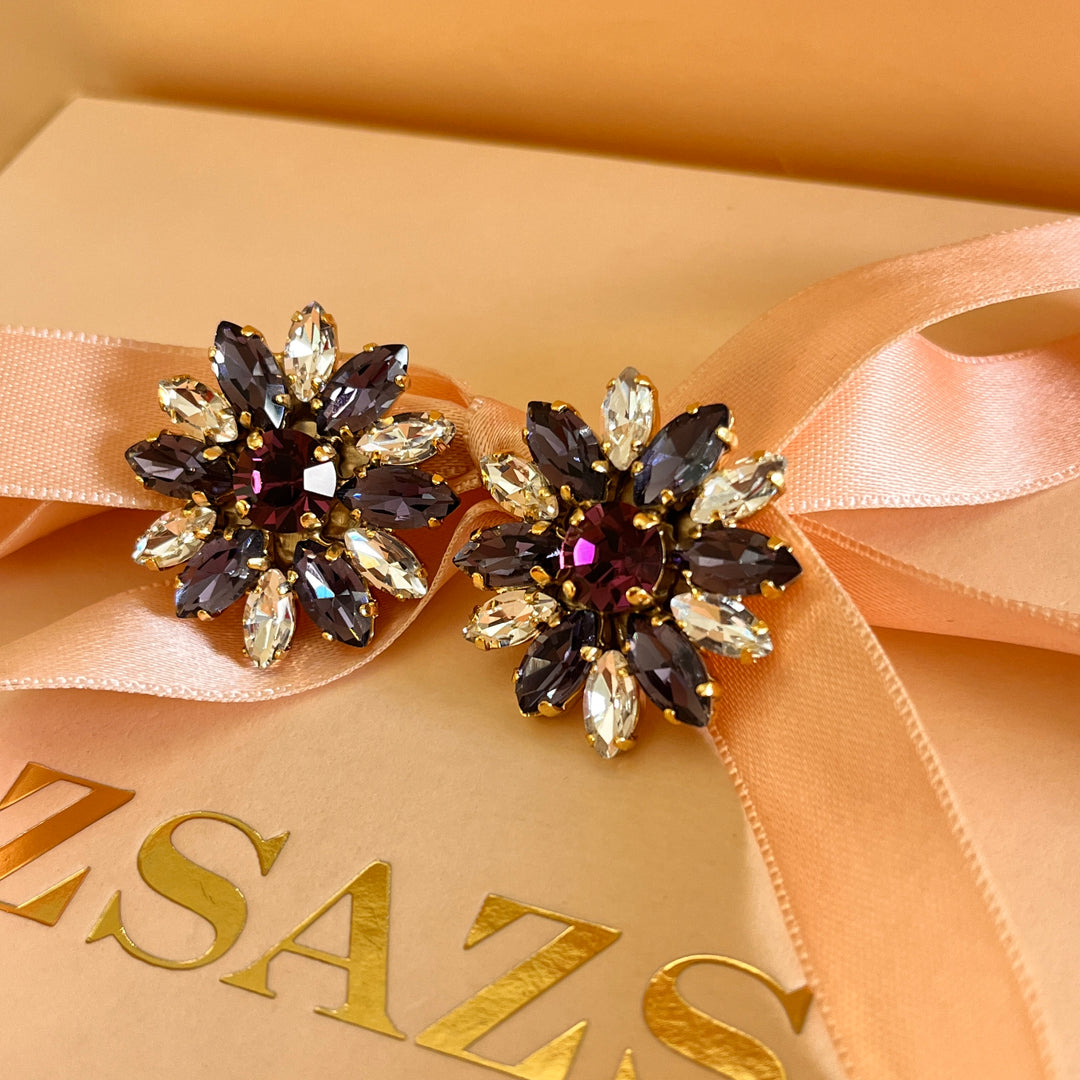 Shade of purple preciosa crystals flower set