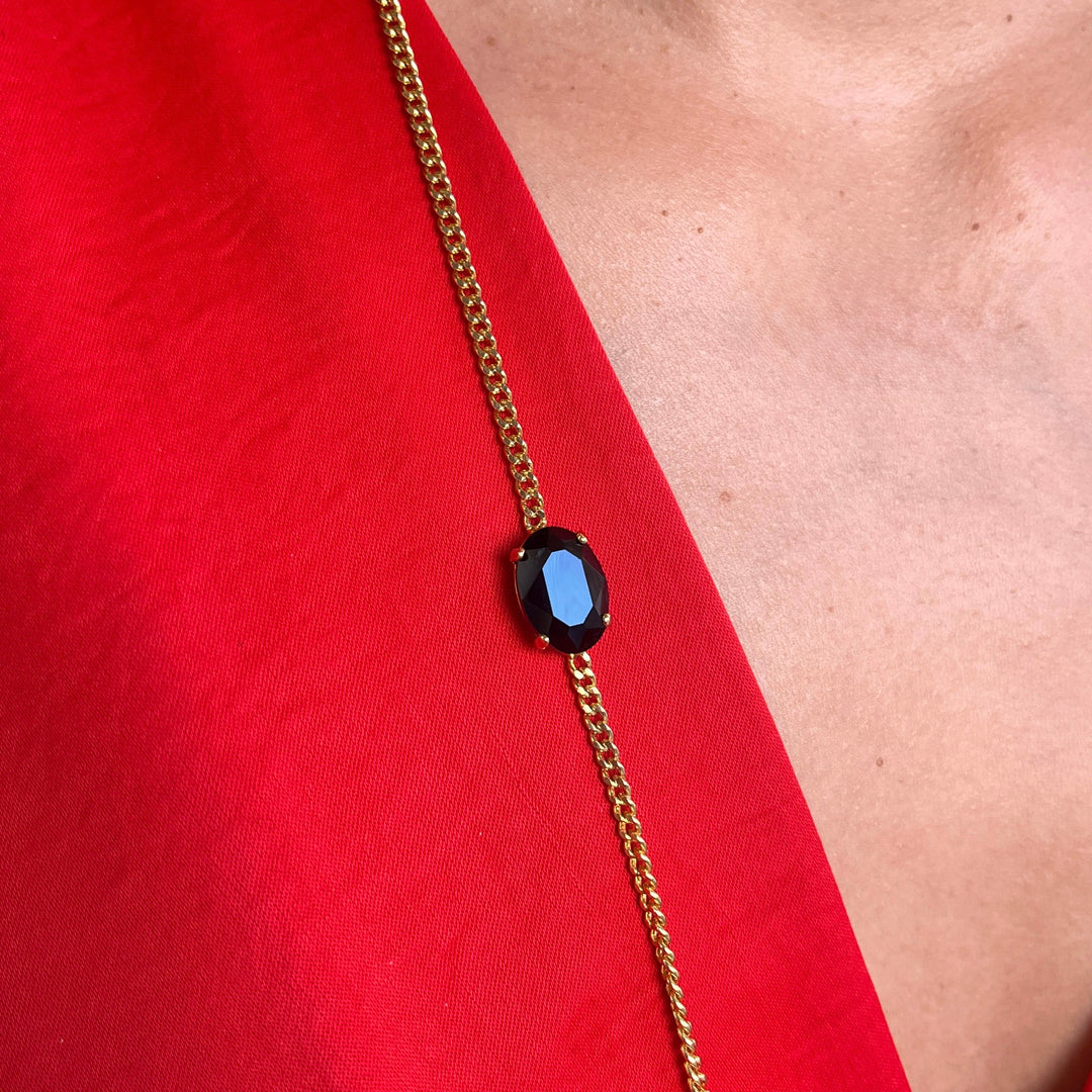 Black preciosa crystals long necklace