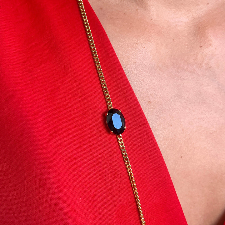 Black preciosa crystals long necklace