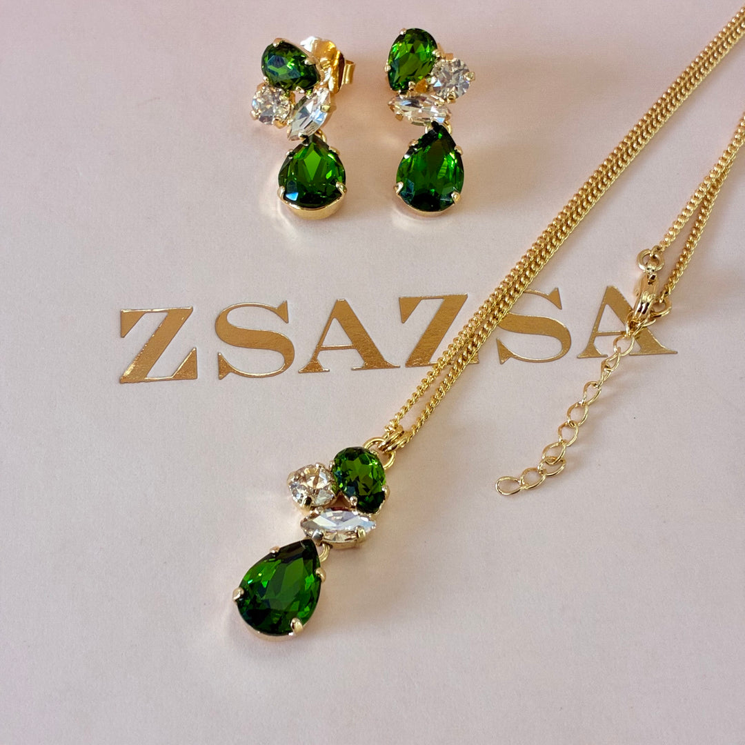 Teardrop Swarovski crystals gold plated set