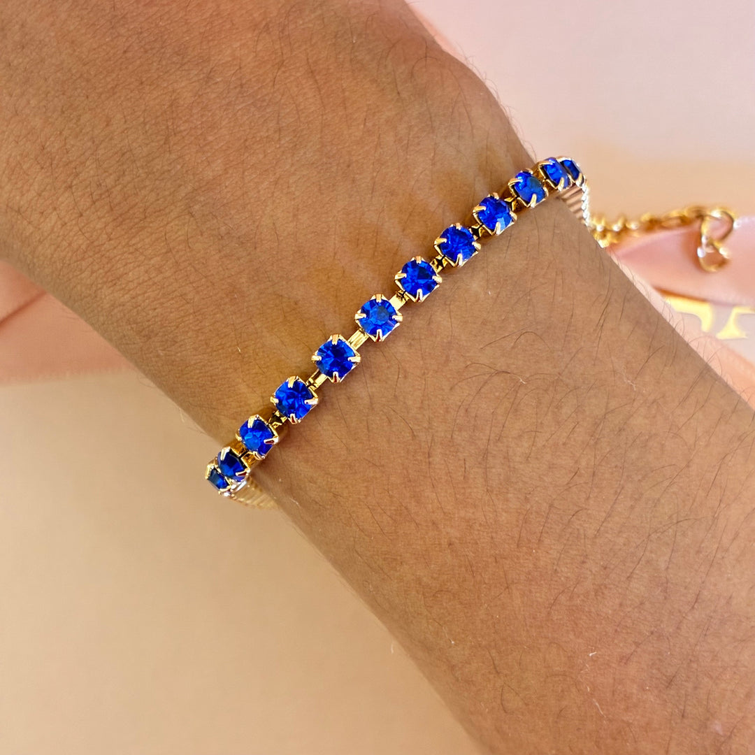Dainty royal blue Swarovski crystals bracelet