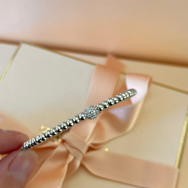 Open silver zircone bangle