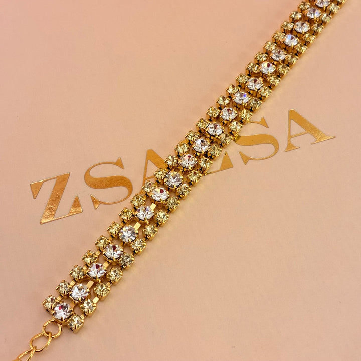 Mint Swarovski crystals gold plated bracelet