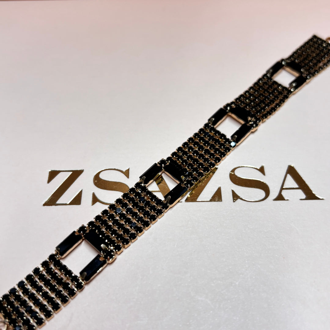 Black Rhinestone gold bracelet