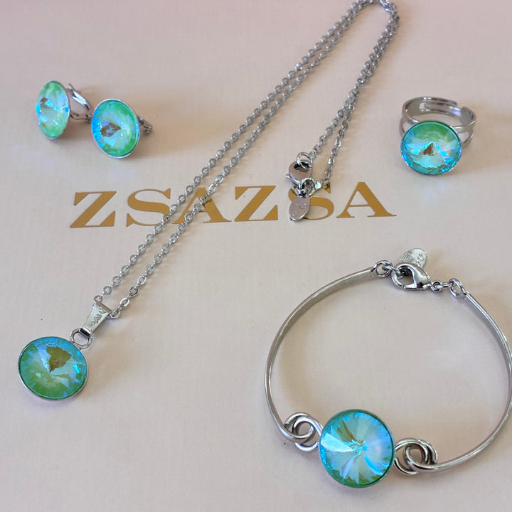 Mint Swarovski crystals set