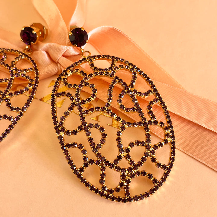 Purple preciosa crystals earrings