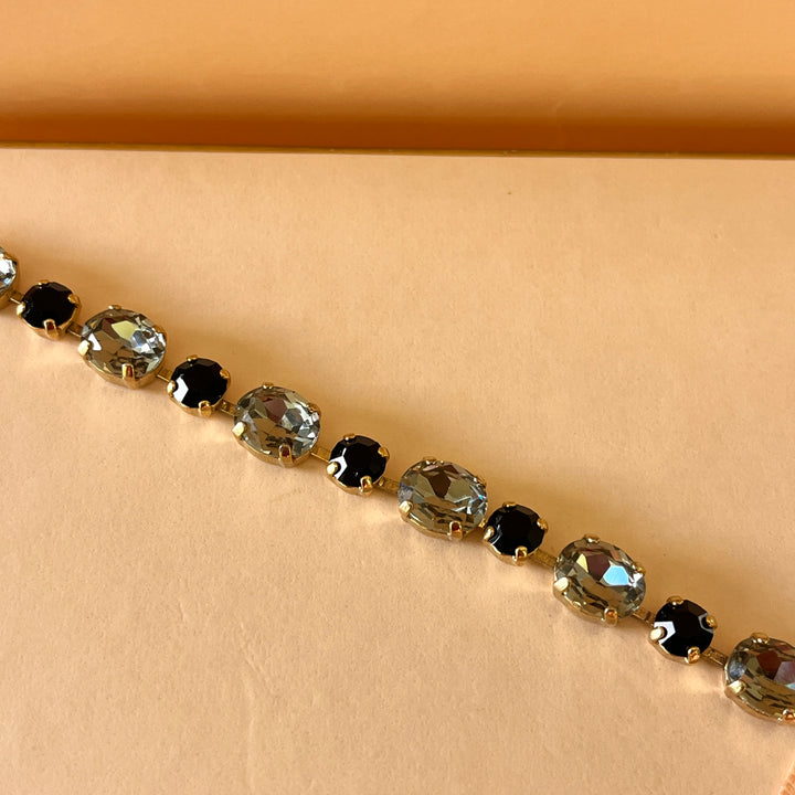 Grey and black preciosa crystals bracelet