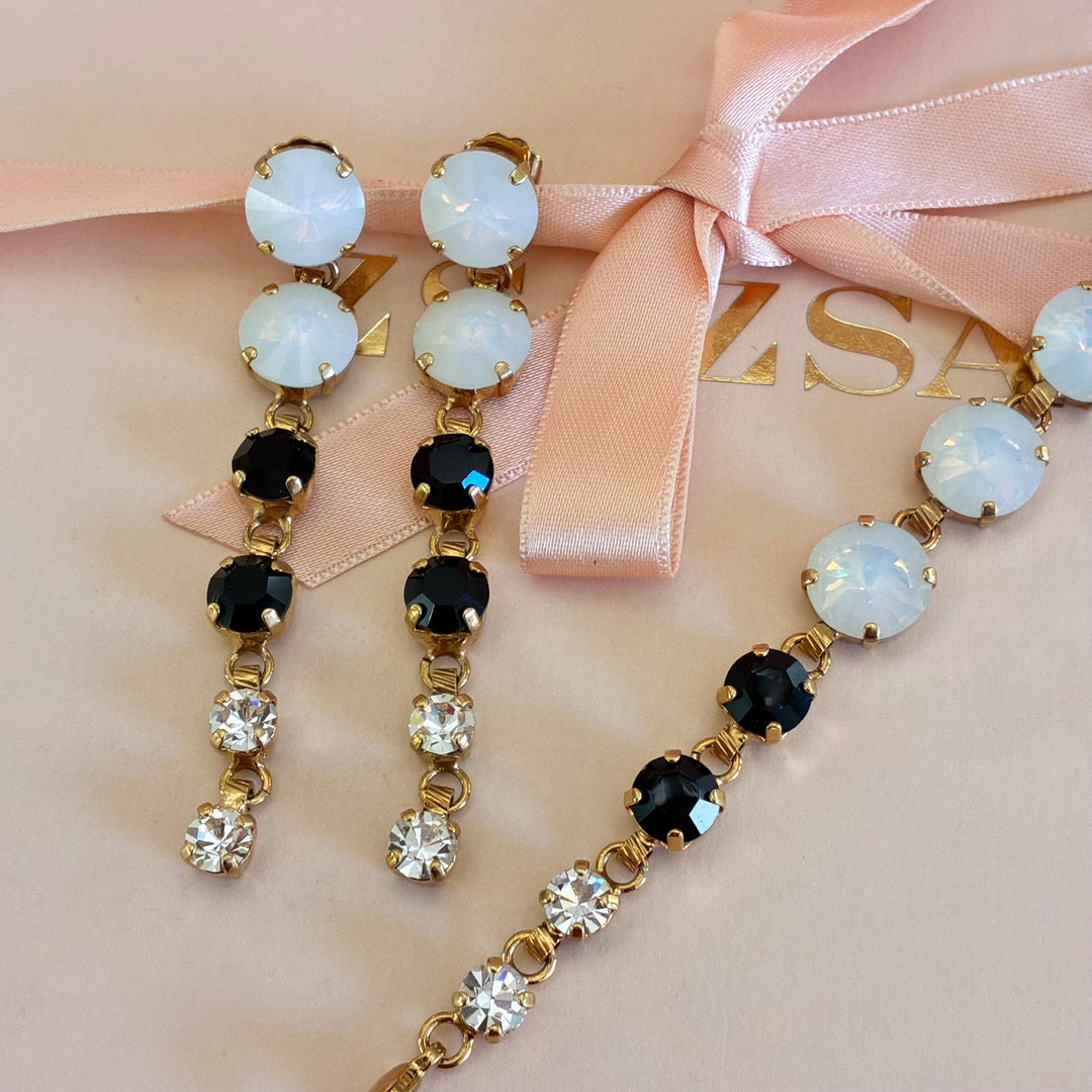 Black and white preciosa crystals set