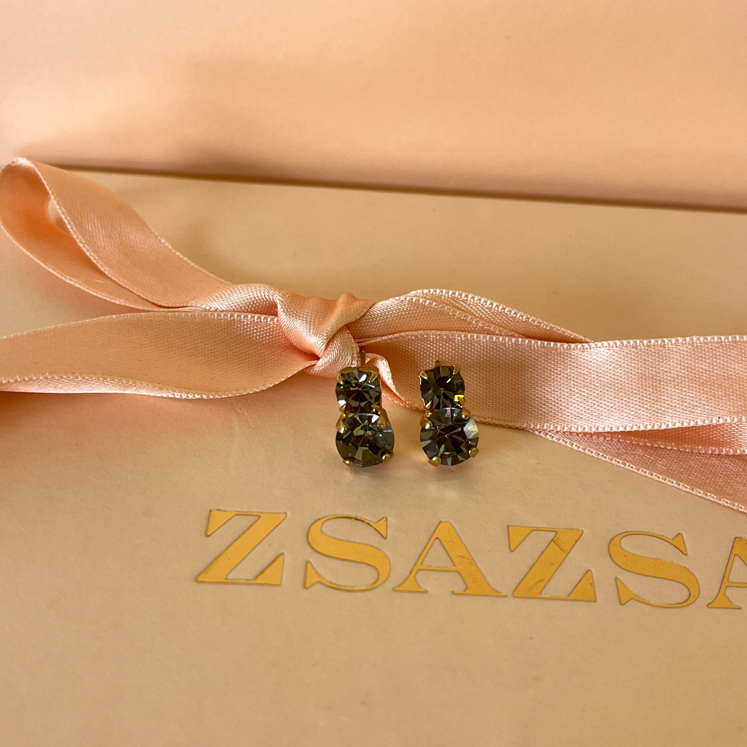 Grey double preciosa crystals studs