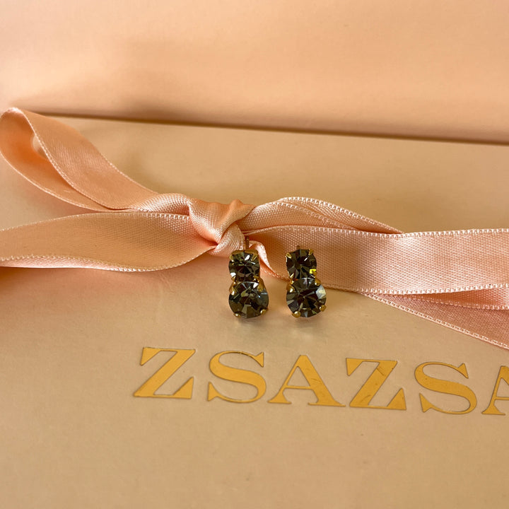 Grey double preciosa crystals studs