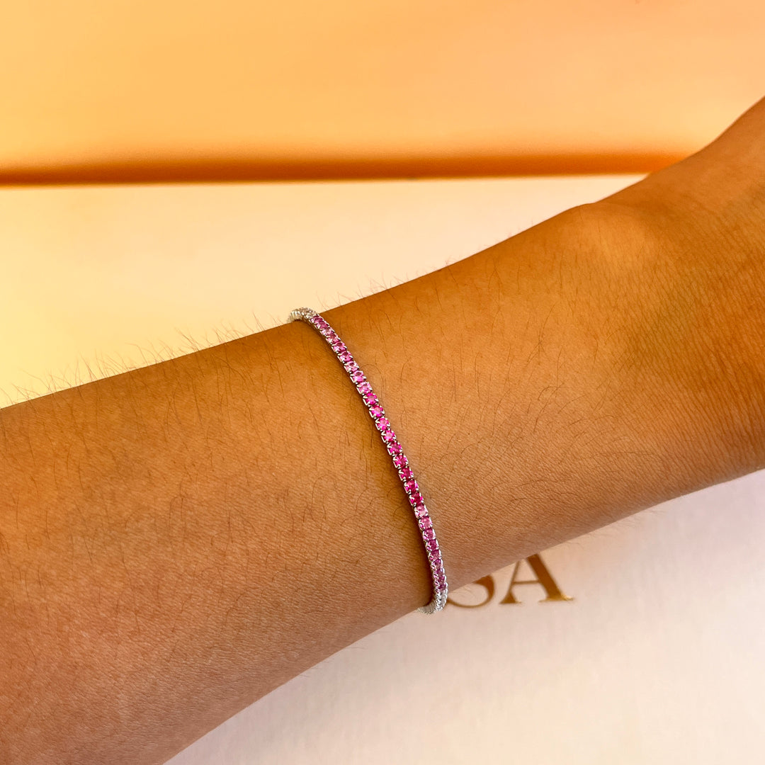 Gradient fuchsia zircone necklace and bracelet