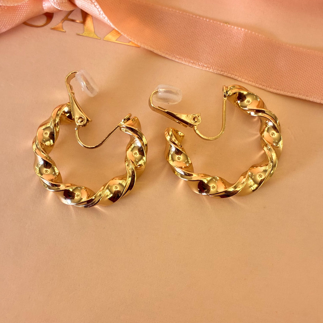 Gold twisted hoops