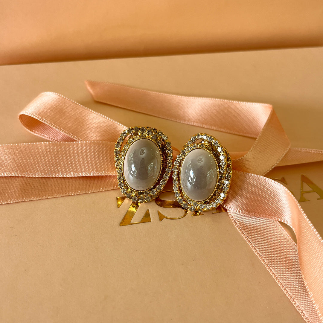 Light grey studs with Swarovski crystals