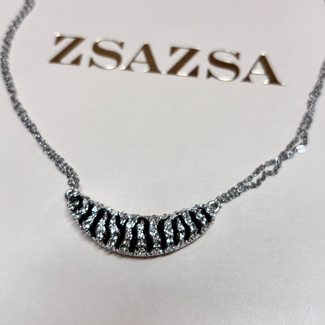 Beautiful black rhinestone silver pendant