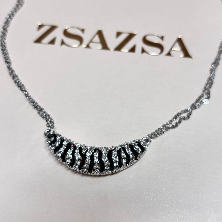 Beautiful black rhinestone silver pendant