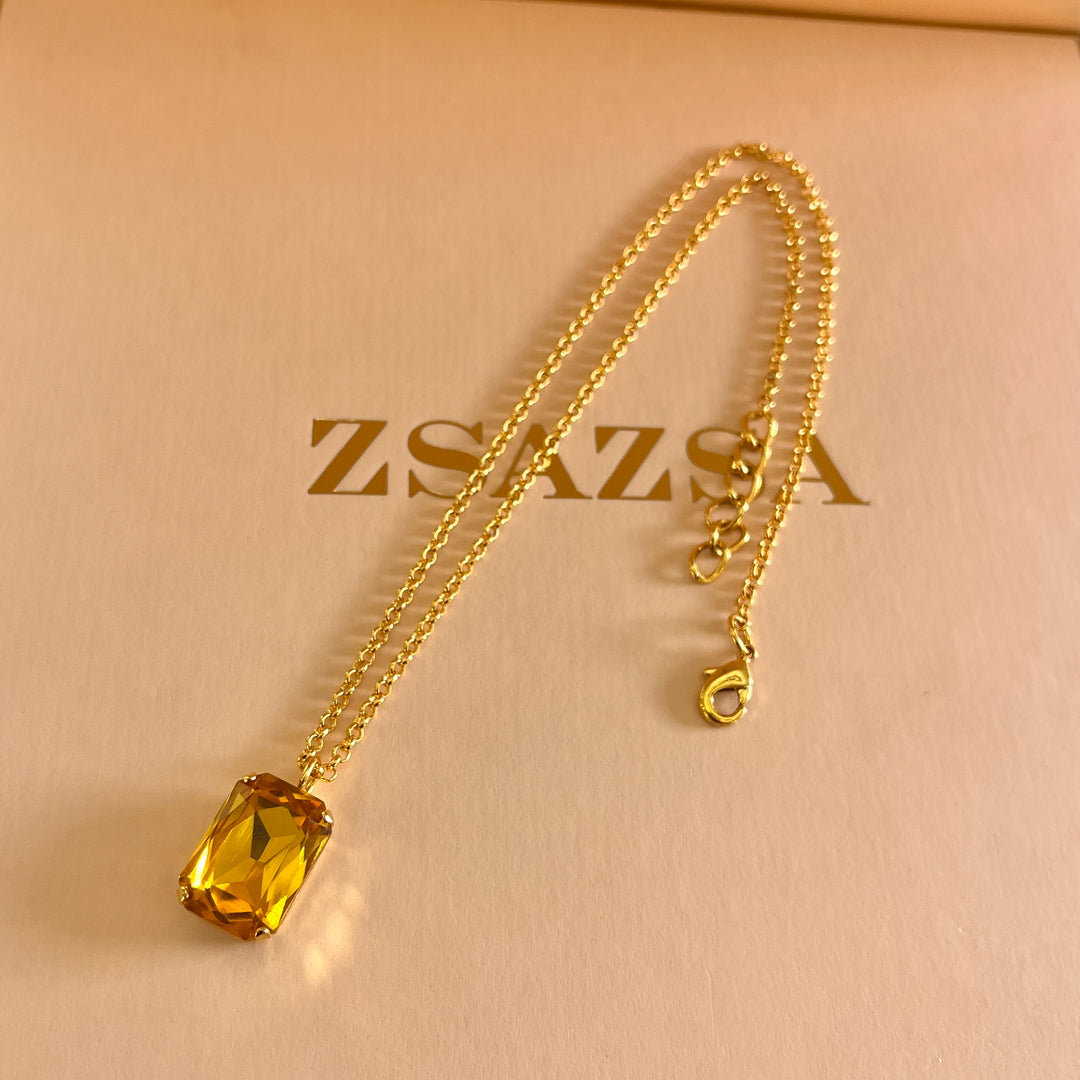 Rectangular yellow Swarovski crystals set