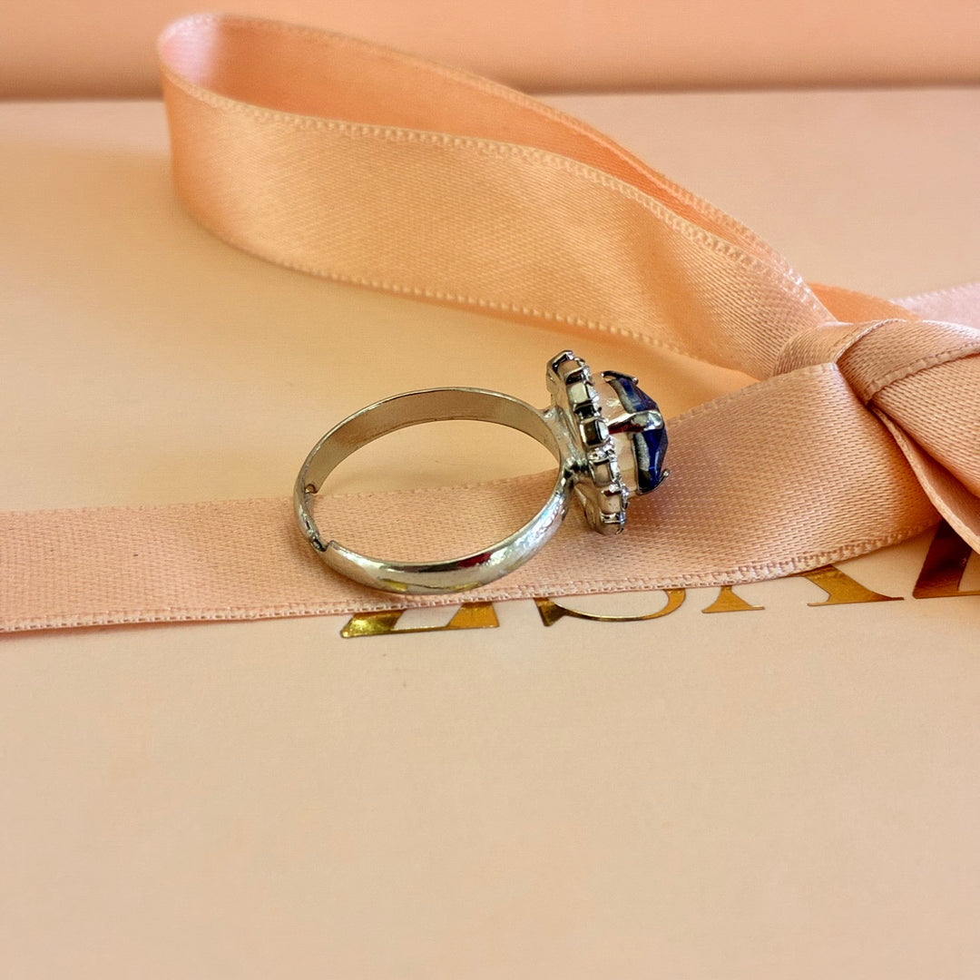 Royal blue dainty Preciosa crystals silver set