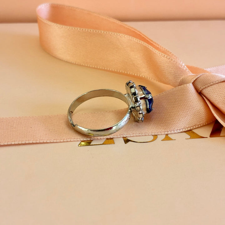 Royal blue dainty Preciosa crystals silver set