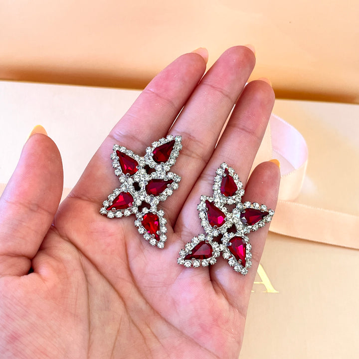 Dark red Swarovski crystals studs