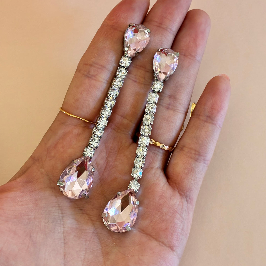 Light pink Swarovski crystals silver set