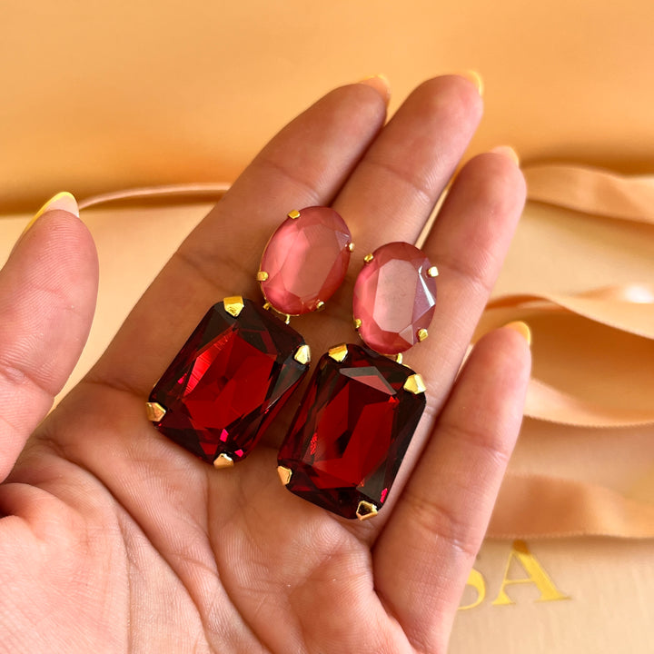 Red Swarovski crystals earrings