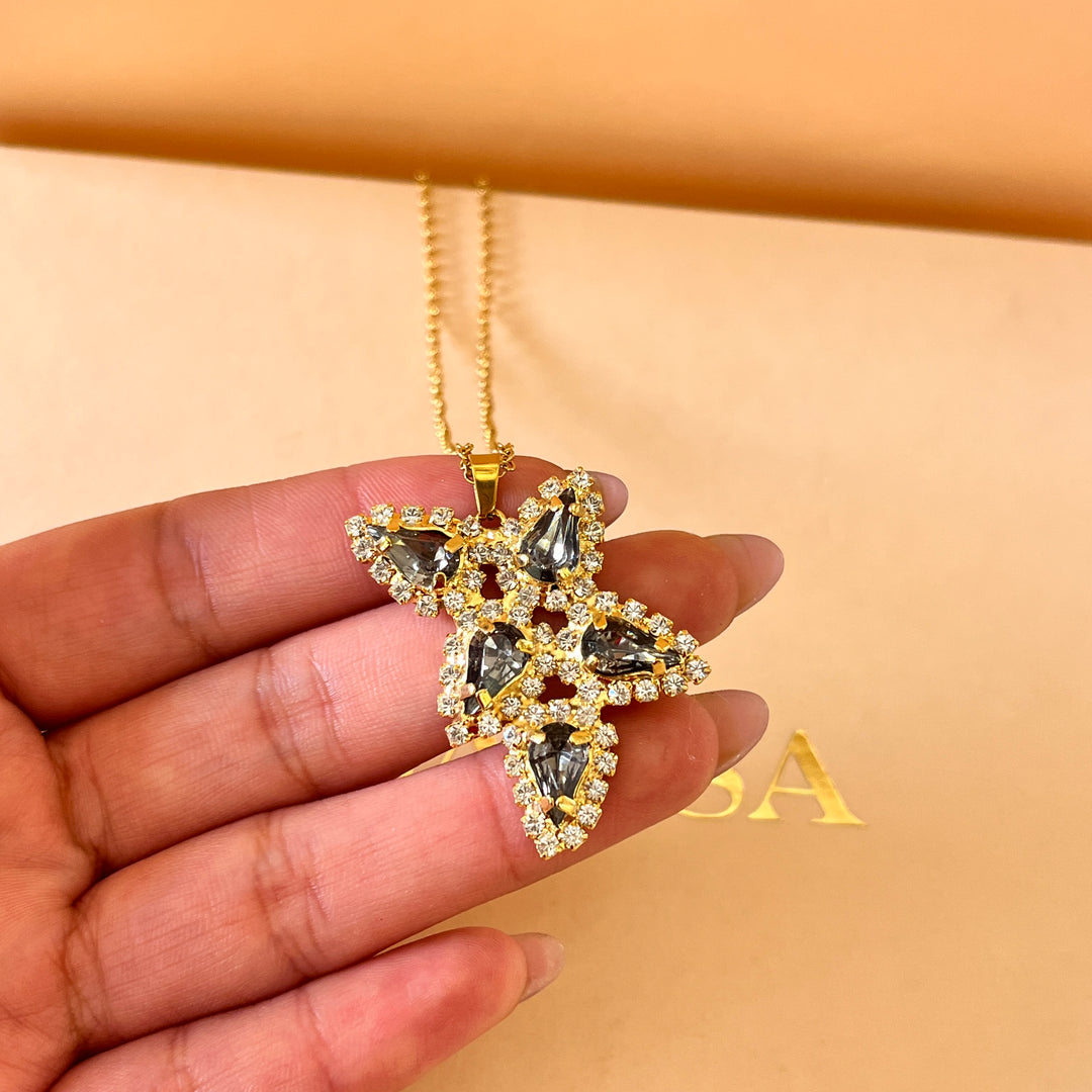 Grey teardrop preciosa crystal set