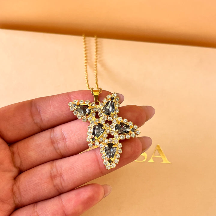 Grey teardrop preciosa crystal set