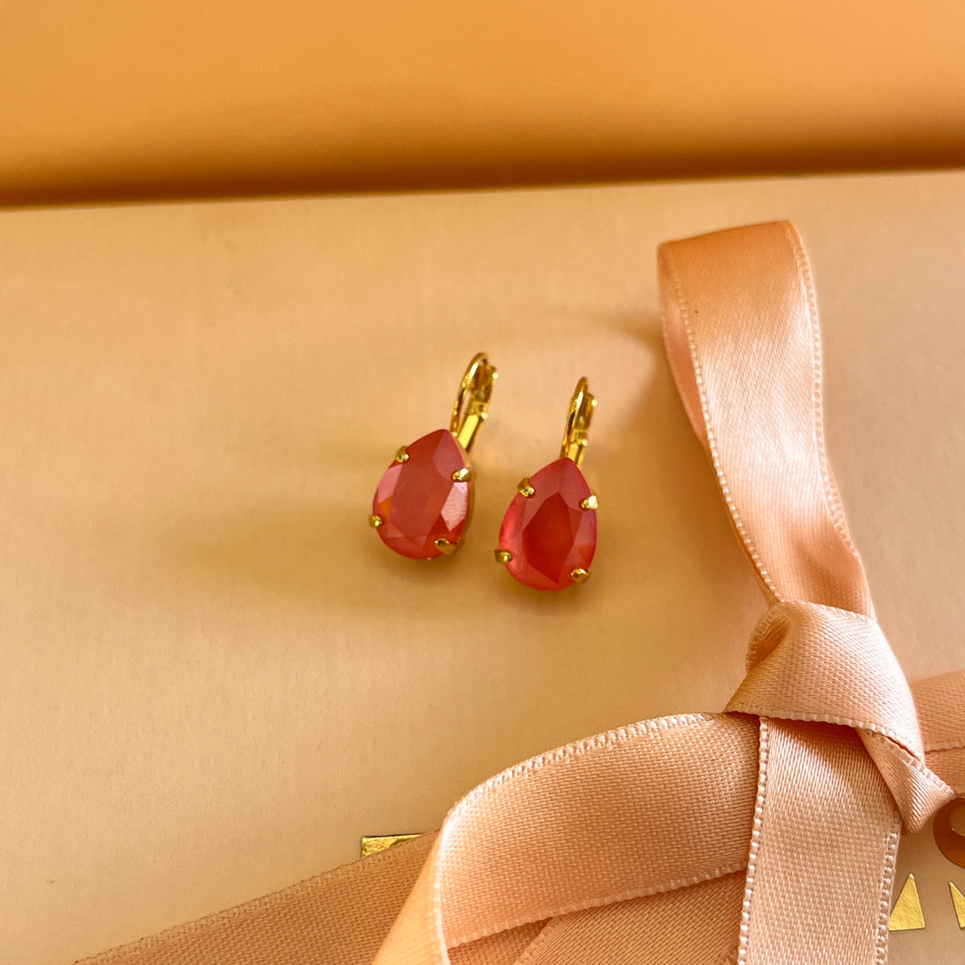 Coral Swarovski crystals hooks