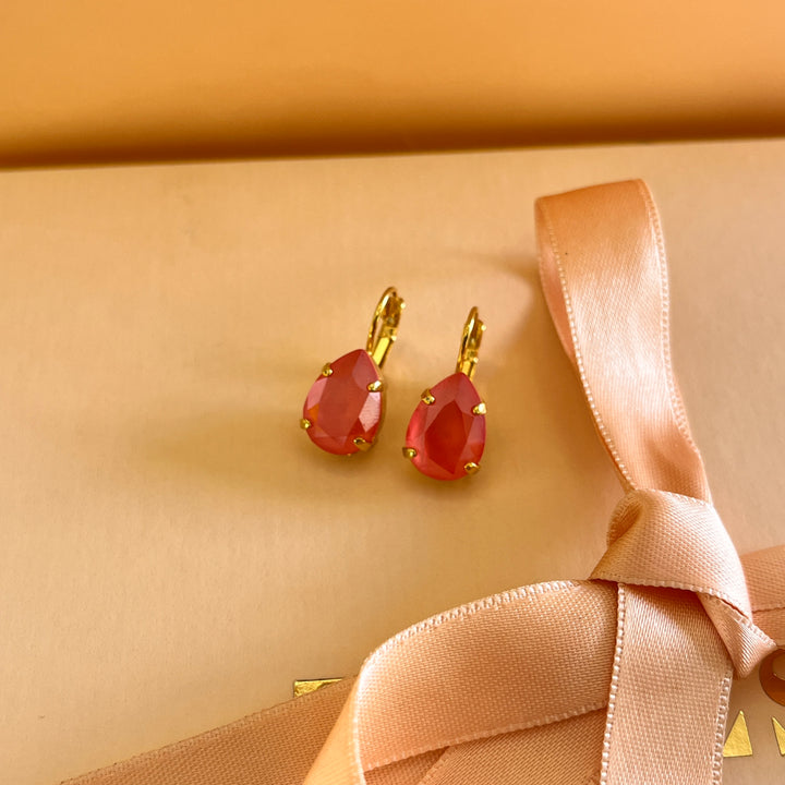 Coral Swarovski crystals hooks