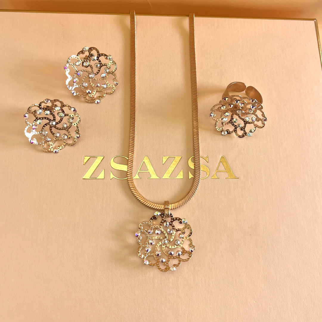 Aurora borealis and rose gold handmade set