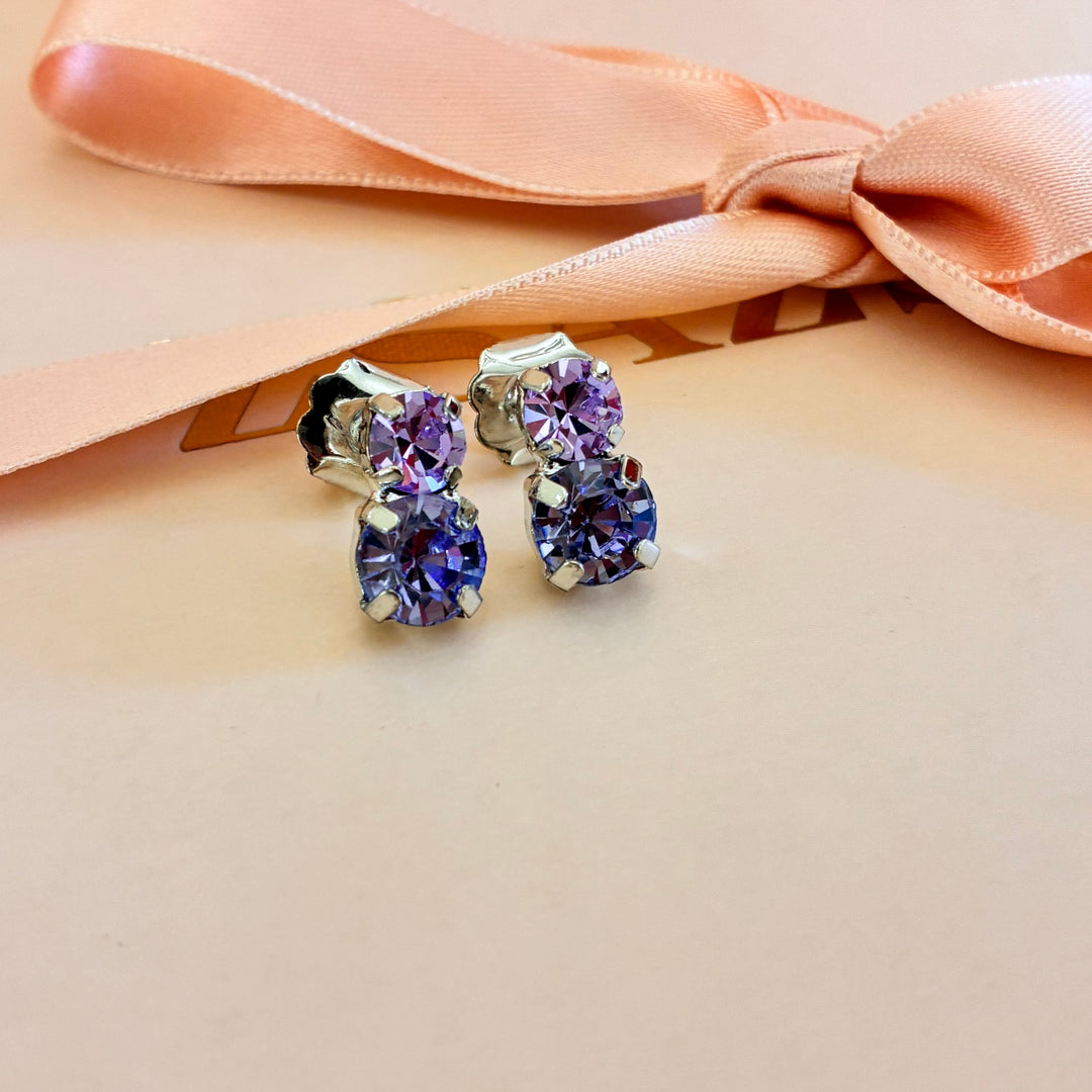 Lilac Swarovski crystals silver earrings