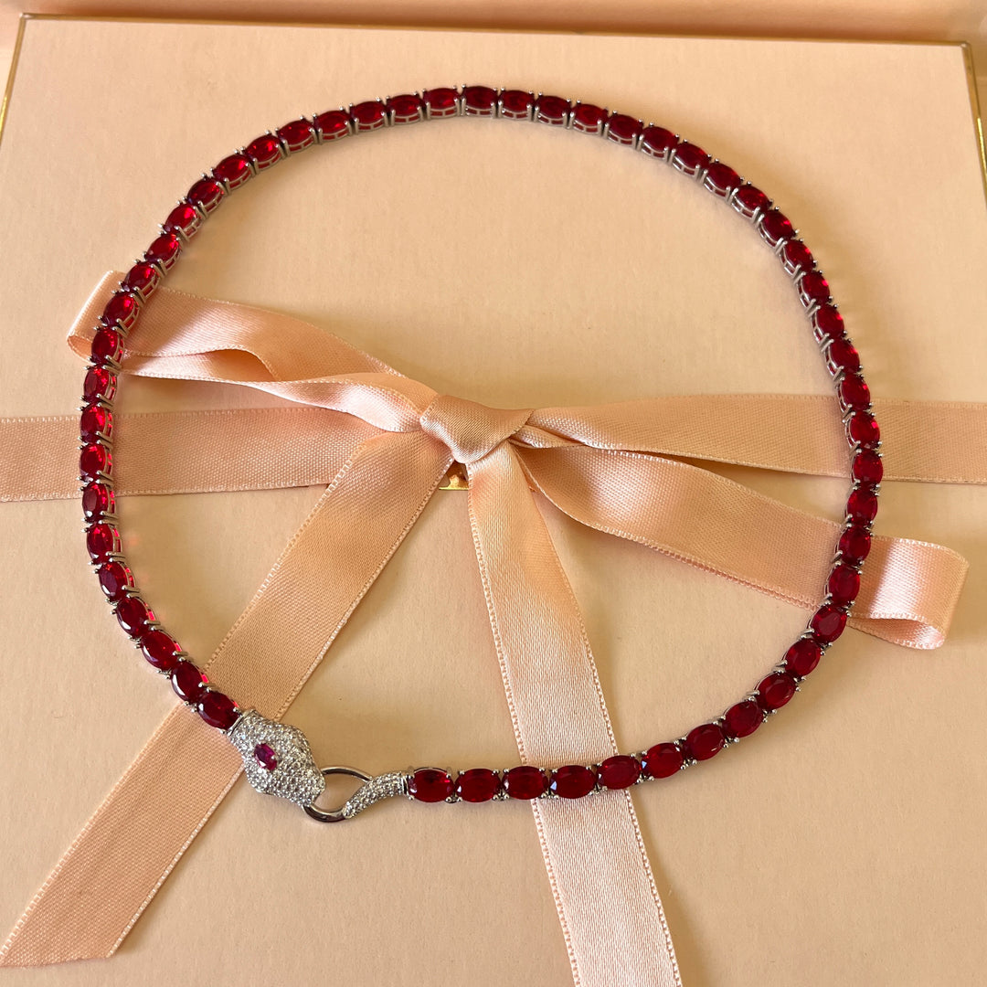 Red zircone snake necklace and bracelet