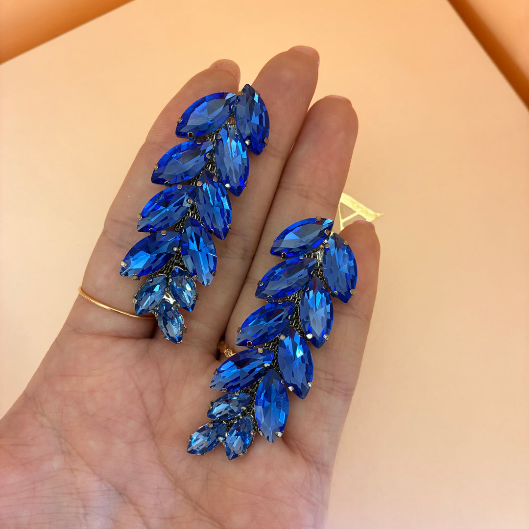 Royal blue leaves Swarovski crystals set