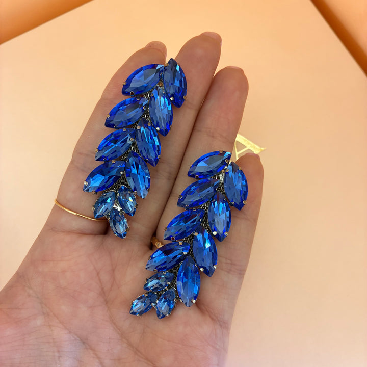 Royal blue leaves Swarovski crystals set