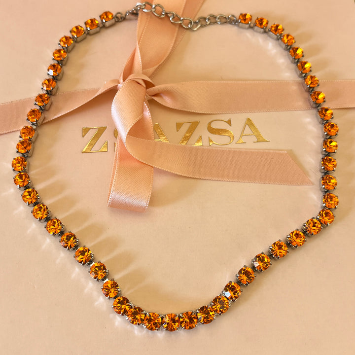 Orange Swarovski crystal necklace