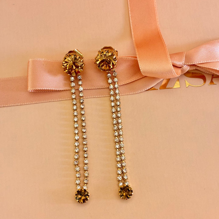 Champagne with bronze Preciosa crystals earrings