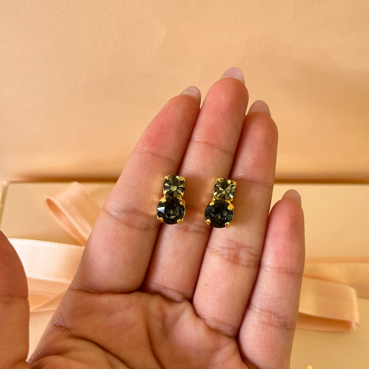 Grey double preciosa crystals studs