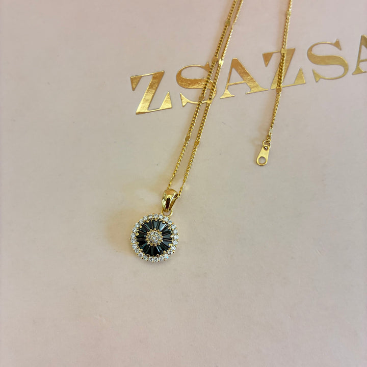 Black dainty gold plated pendant and bracelet