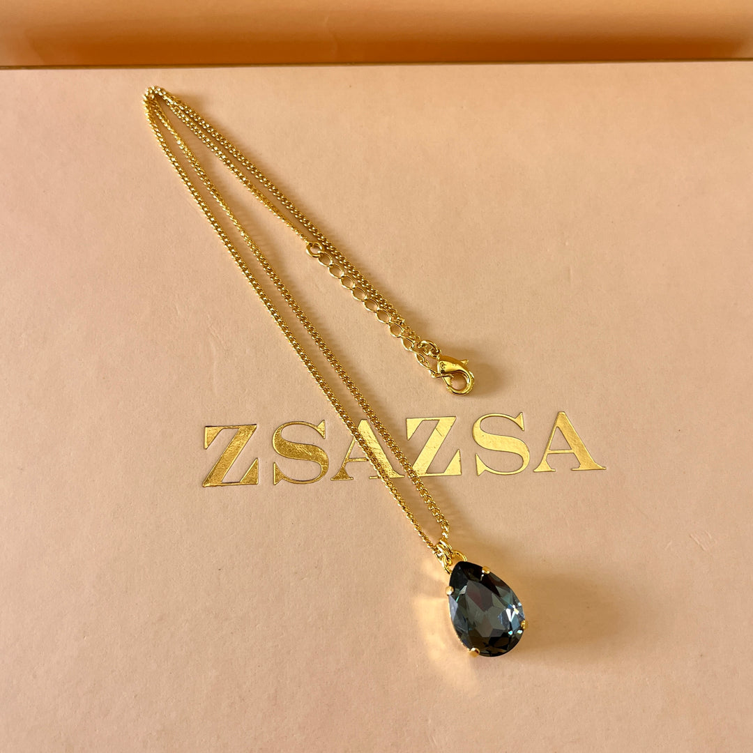 Grey teardrop Swarovski crystal pendant