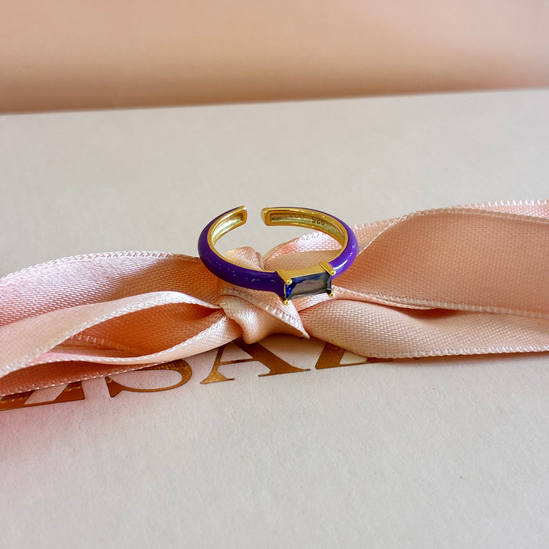 Dainty purple Sterling silver gold plated ring
