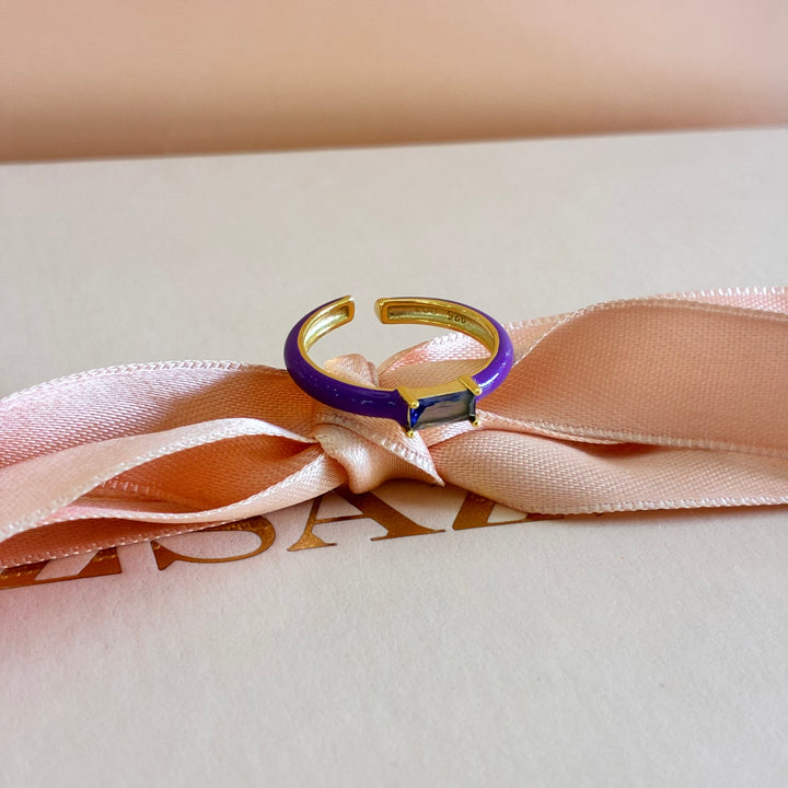 Dainty purple Sterling silver gold plated ring