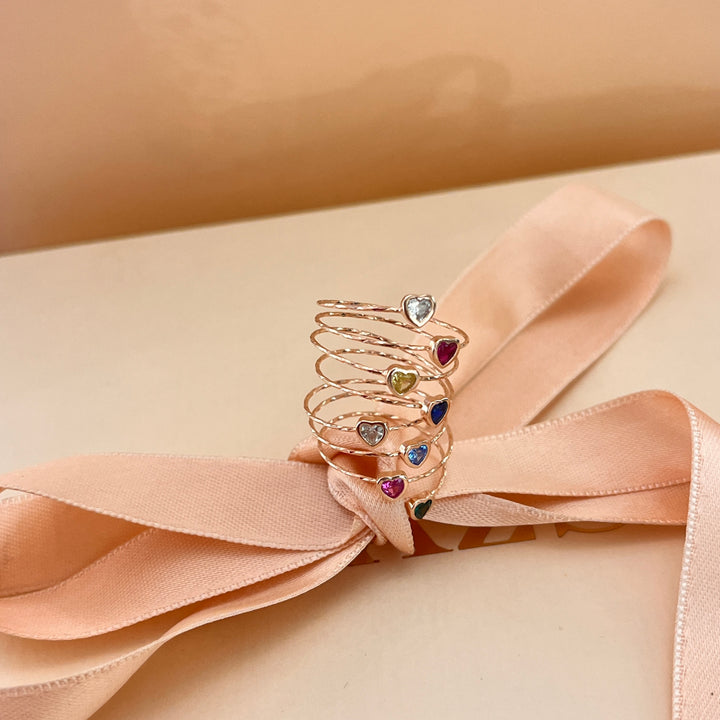 Twisted multicolur zircone ring