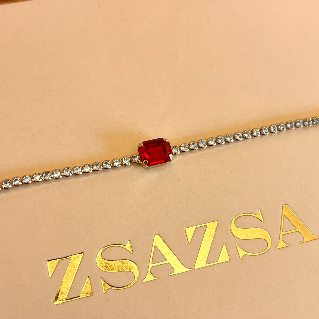 Red Swarovski crystals bracelet