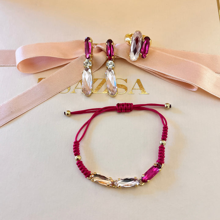 Pink & fuchsia Swarovski crystals set