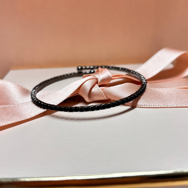 Dainty black rhinestone bangle