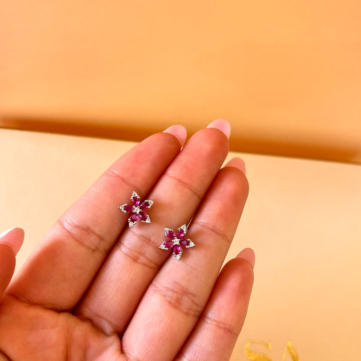 Fuchsia flower zircone set