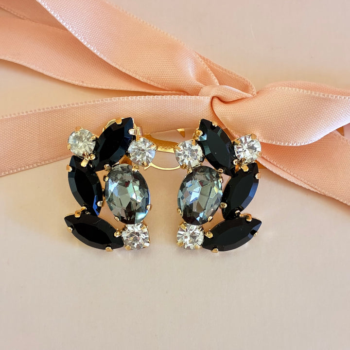 Marquise black mixed shapes earrings