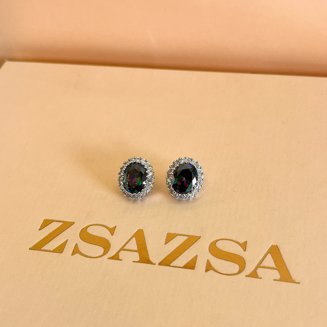 Watermelon oval zircone set